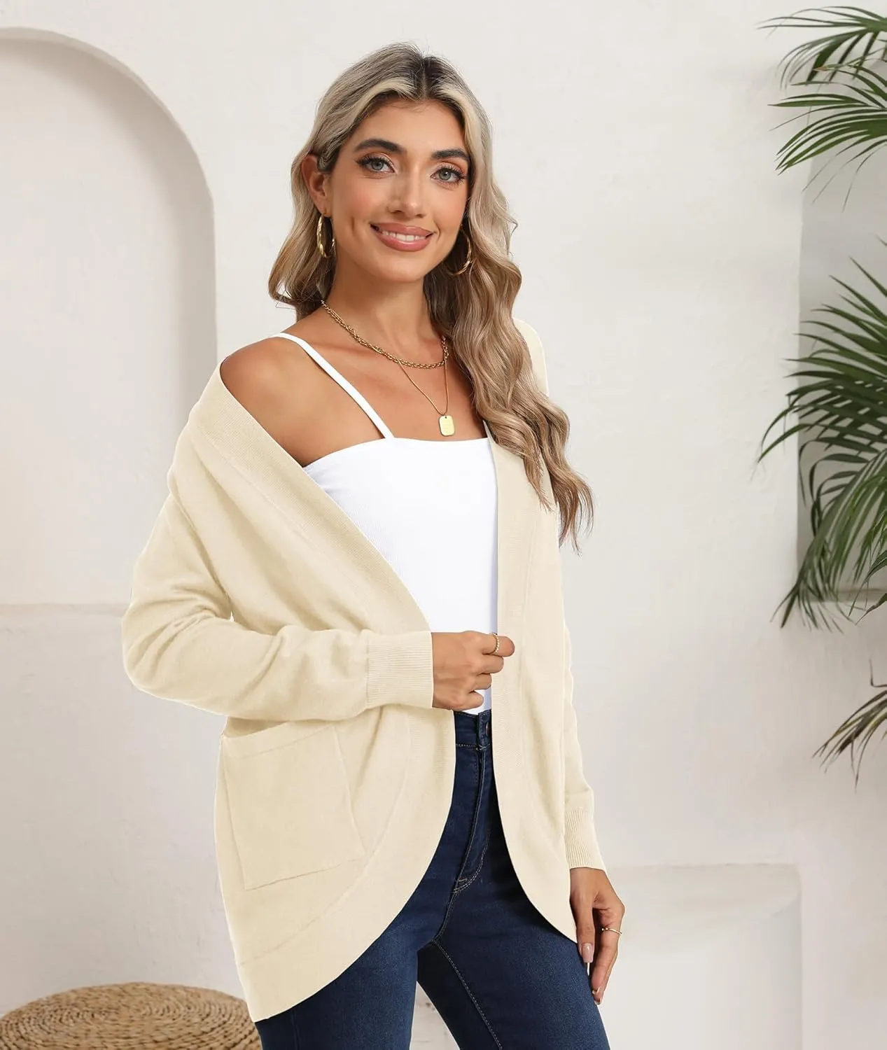 LILBETTER Womens Lightweight Cardigan with Pockets Long Sleeve Open Front Cardigan for Women
