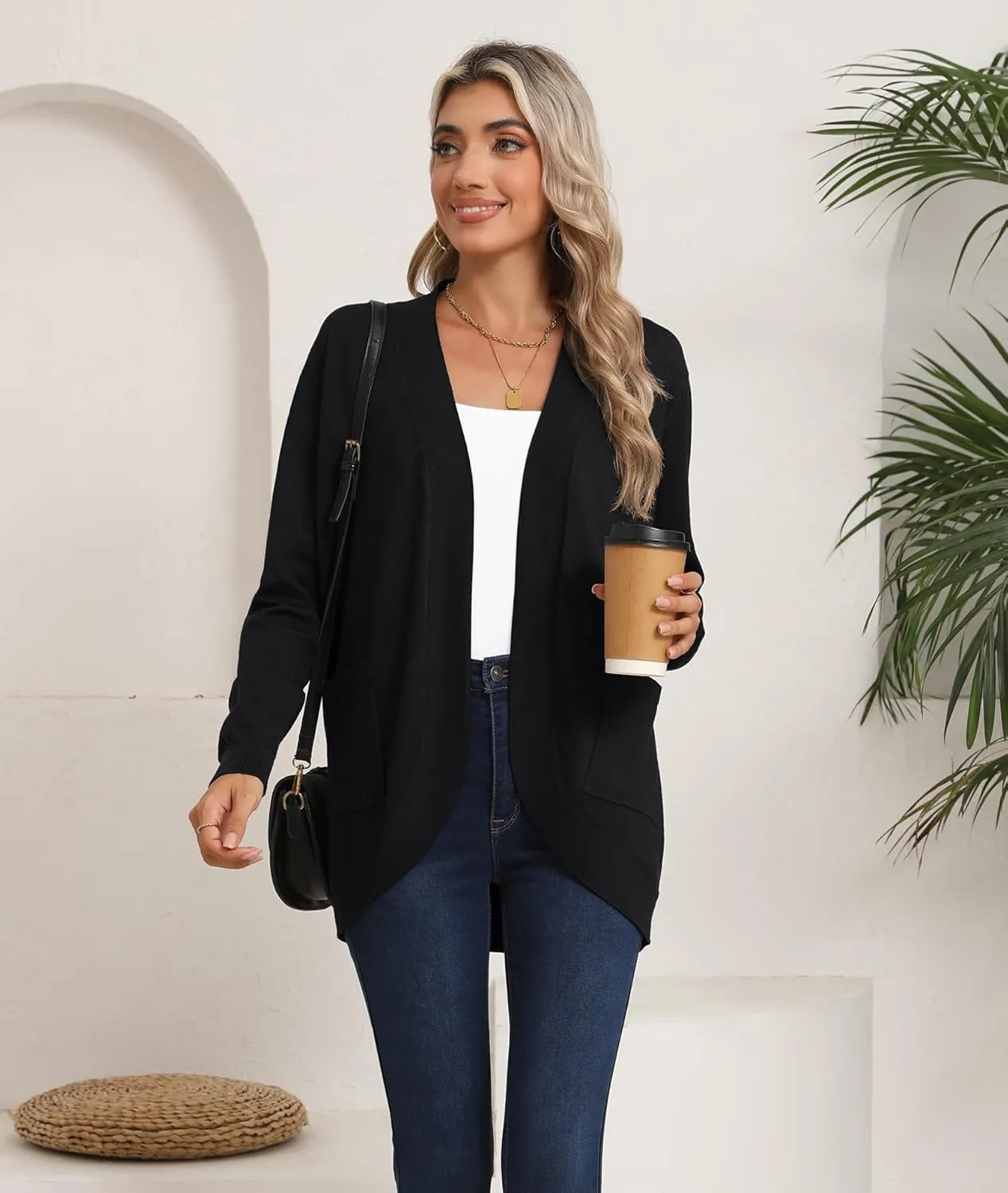 LILBETTER Womens Lightweight Cardigan with Pockets Long Sleeve Open Front Cardigan for Women