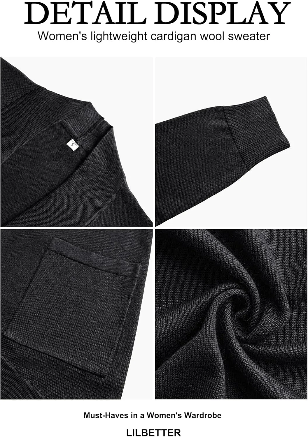 LILBETTER Womens Lightweight Cardigan with Pockets Long Sleeve Open Front Cardigan for Women