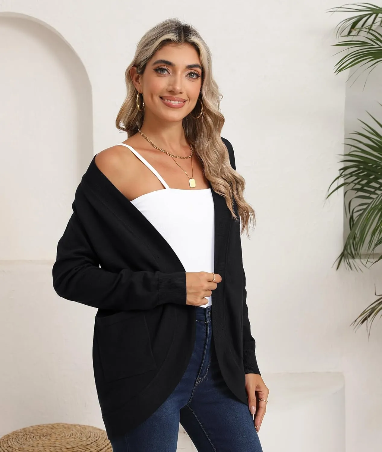 LILBETTER Womens Lightweight Cardigan with Pockets Long Sleeve Open Front Cardigan for Women