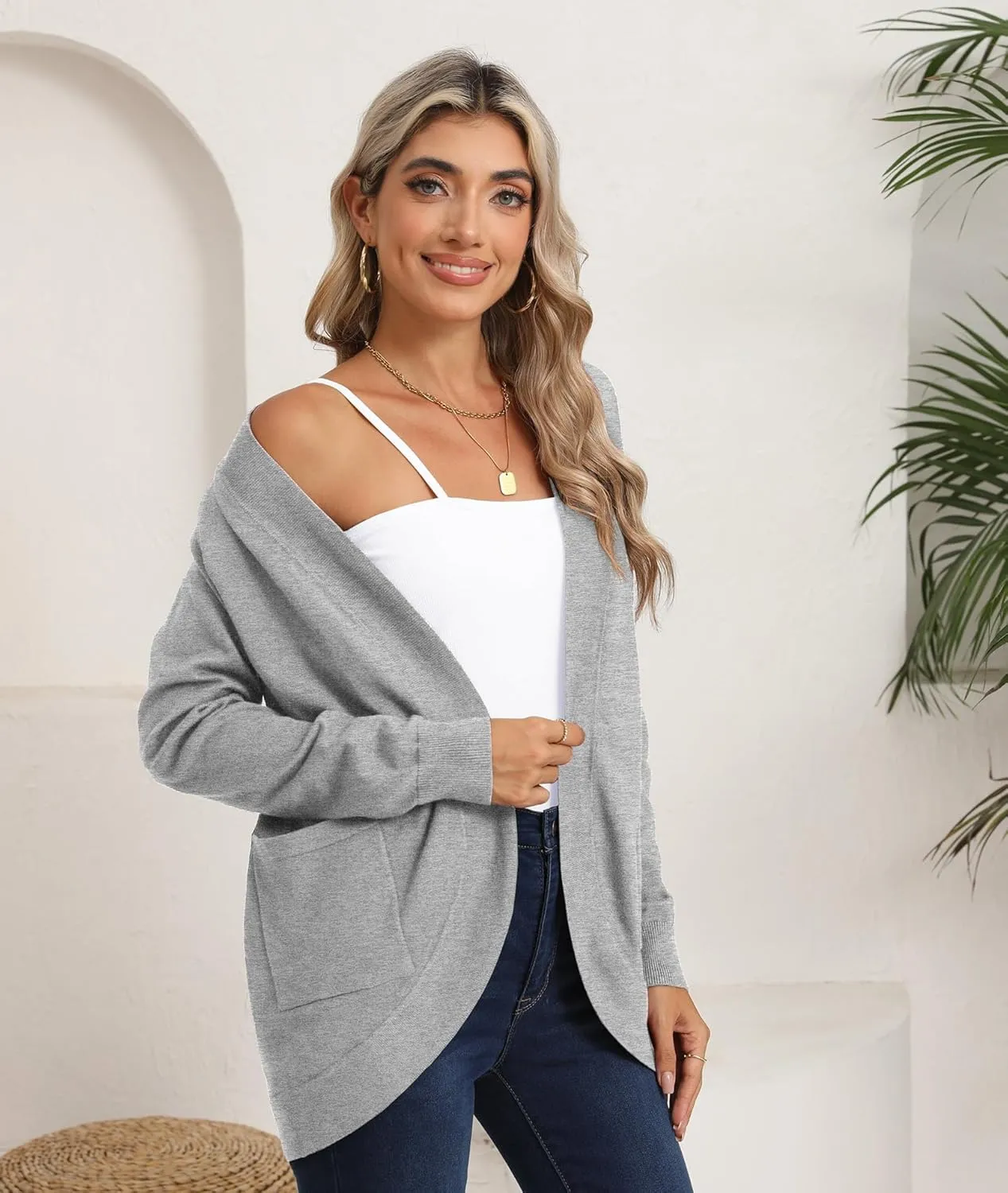 LILBETTER Womens Lightweight Cardigan with Pockets Long Sleeve Open Front Cardigan for Women