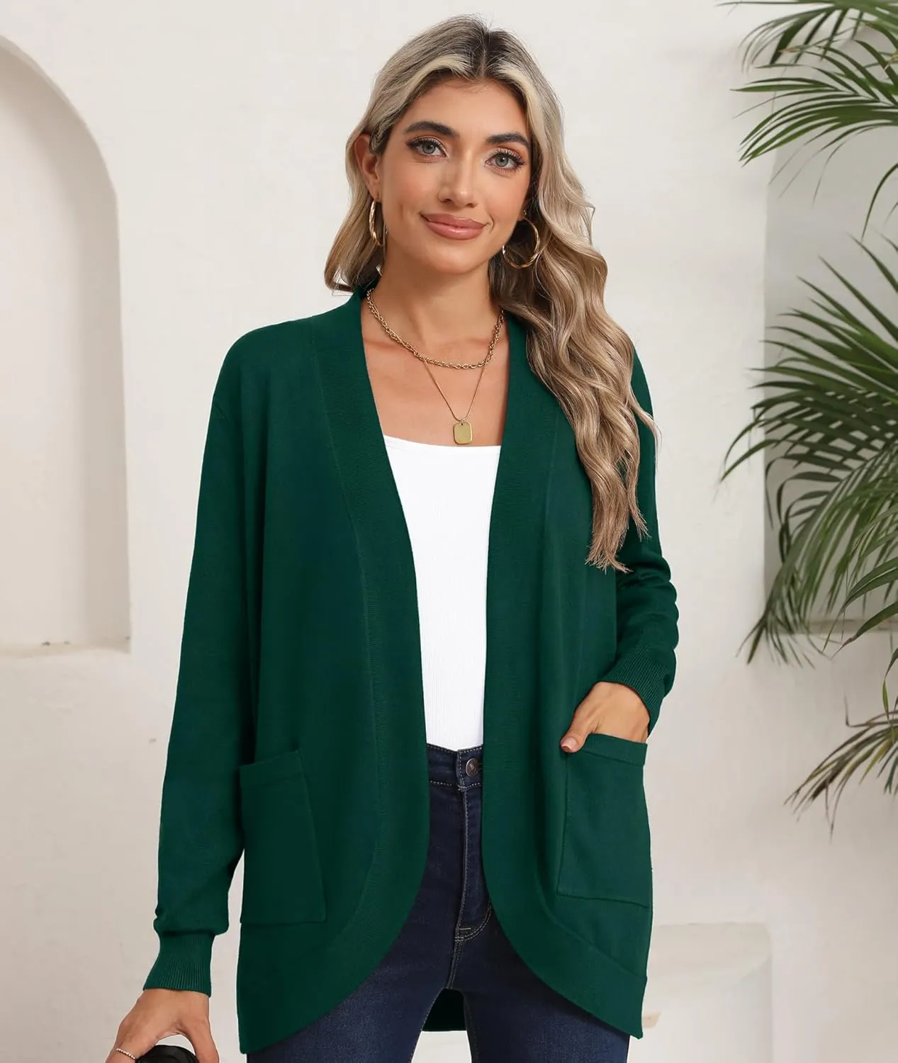 LILBETTER Womens Lightweight Cardigan with Pockets Long Sleeve Open Front Cardigan for Women