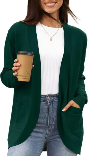 LILBETTER Womens Lightweight Cardigan with Pockets Long Sleeve Open Front Cardigan for Women