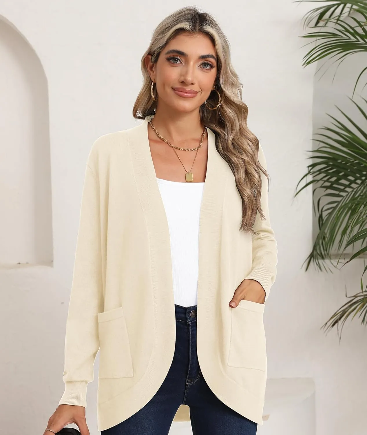 LILBETTER Womens Lightweight Cardigan with Pockets Long Sleeve Open Front Cardigan for Women