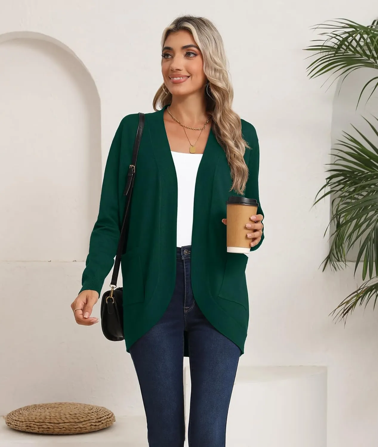 LILBETTER Womens Lightweight Cardigan with Pockets Long Sleeve Open Front Cardigan for Women