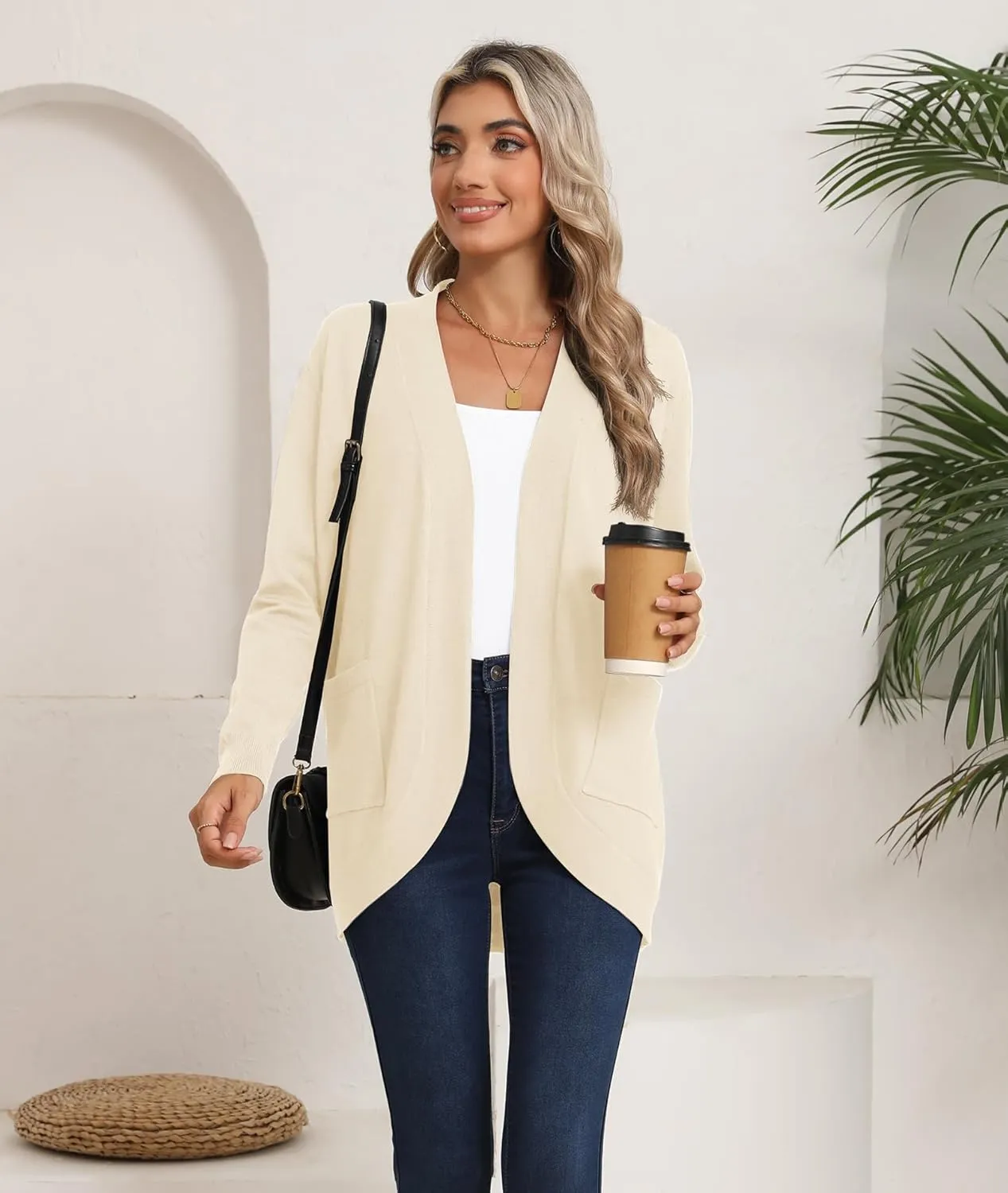 LILBETTER Womens Lightweight Cardigan with Pockets Long Sleeve Open Front Cardigan for Women