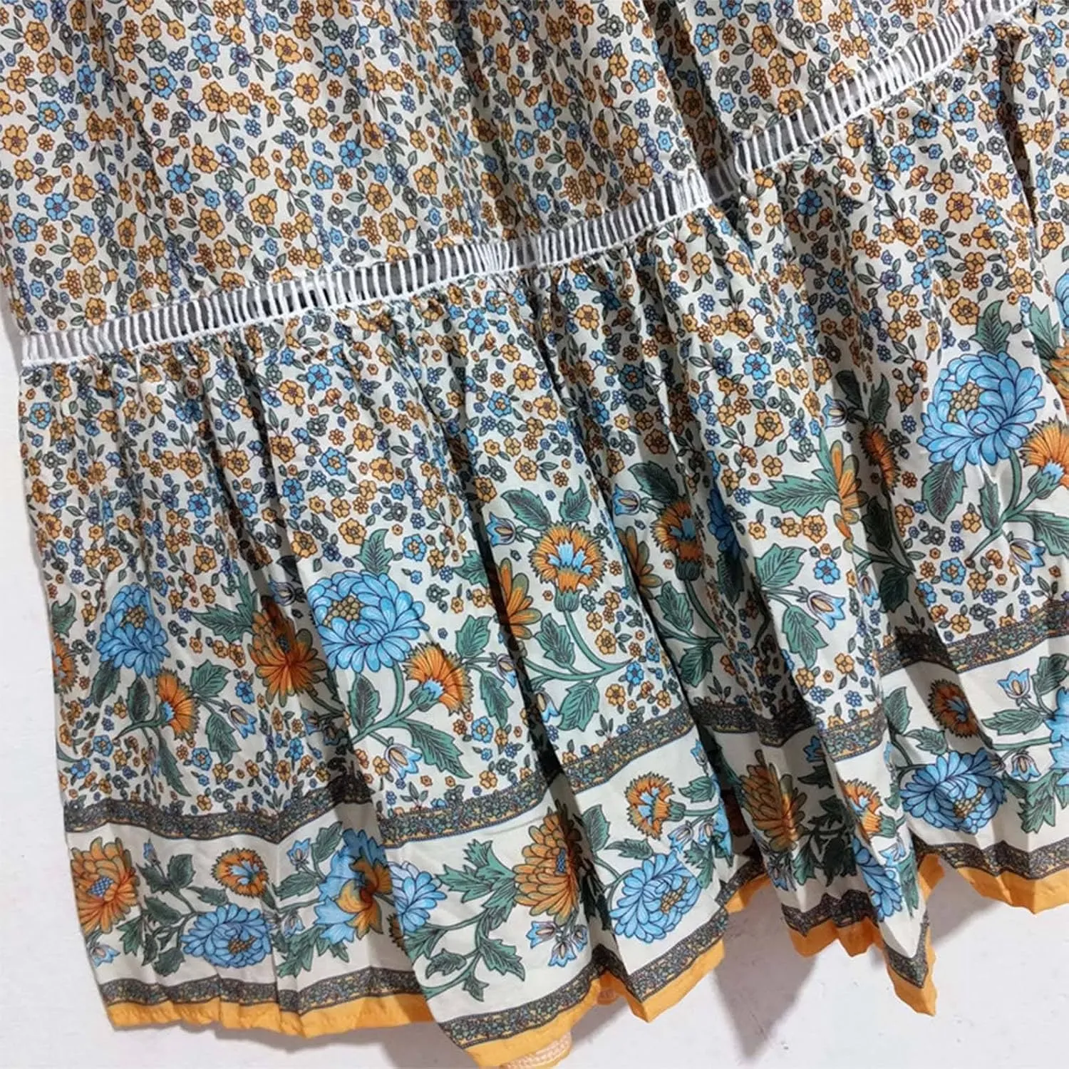 Linen Maxi Skirt, Women's Summer Bohemian Long Skirt, Cotton Elastic Waist Band Maxi Skirt, Button Front Slit