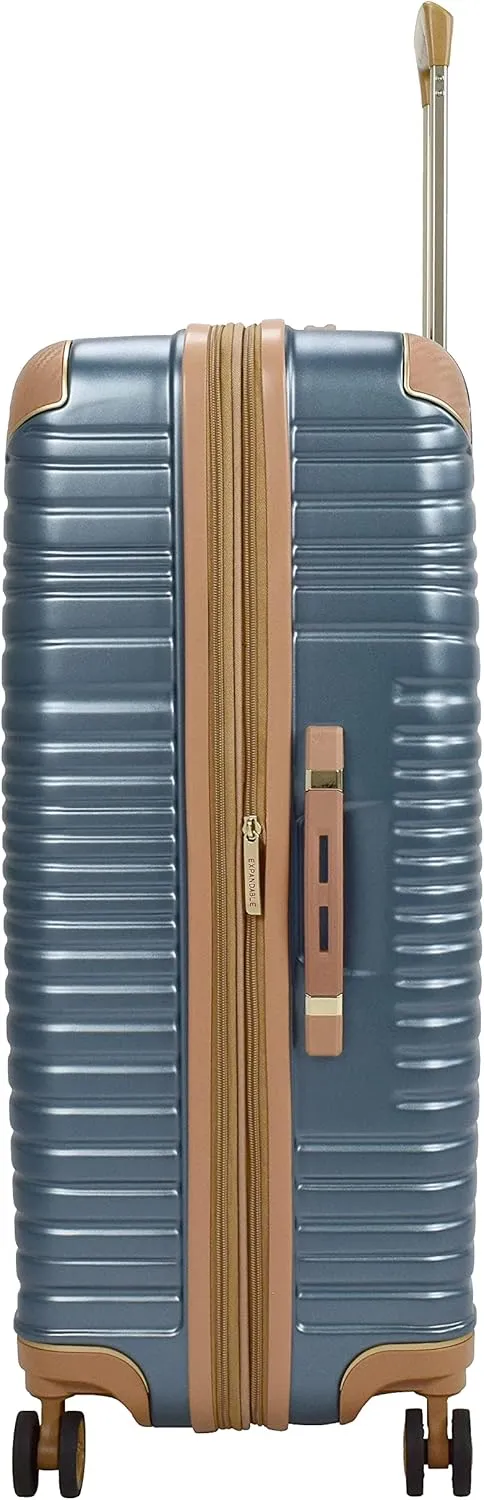 London Fog Chelsea Expandable Spinner, Blue, Brown, Carry-On 20-Inch