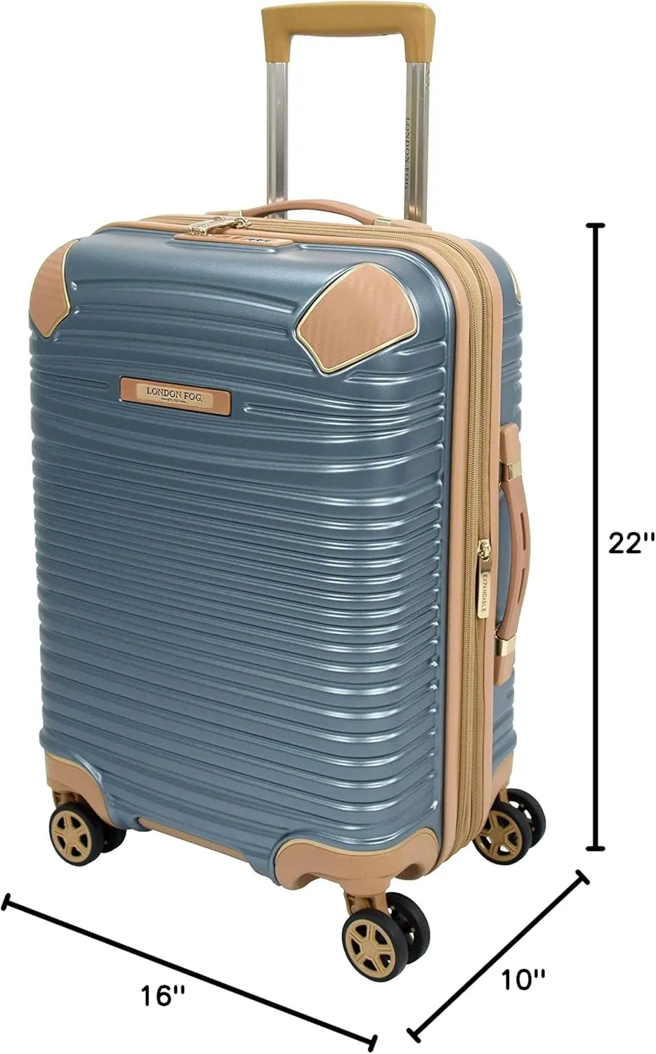 London Fog Chelsea Expandable Spinner, Blue, Brown, Carry-On 20-Inch