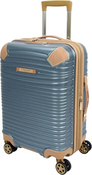 London Fog Chelsea Expandable Spinner, Blue, Brown, Carry-On 20-Inch