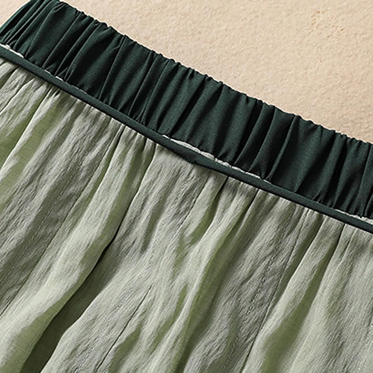Lpmadey Women's Bohemian Style Elastic Waist Band Cotton Linen Long Maxi Skirt Dress 2024 Summer Solid A-Line Flared Skirts