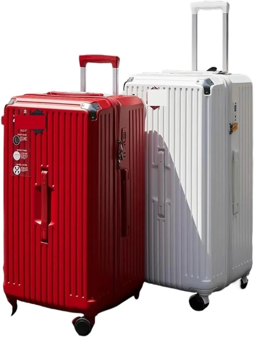 Luggage 20/28/36/50 Inch Large Size Suitcase Rectangular Carry-on Luggage PC Suitcases Travel Trolley Case with Five Spinner Wheels Suitcase(White,36 inch)