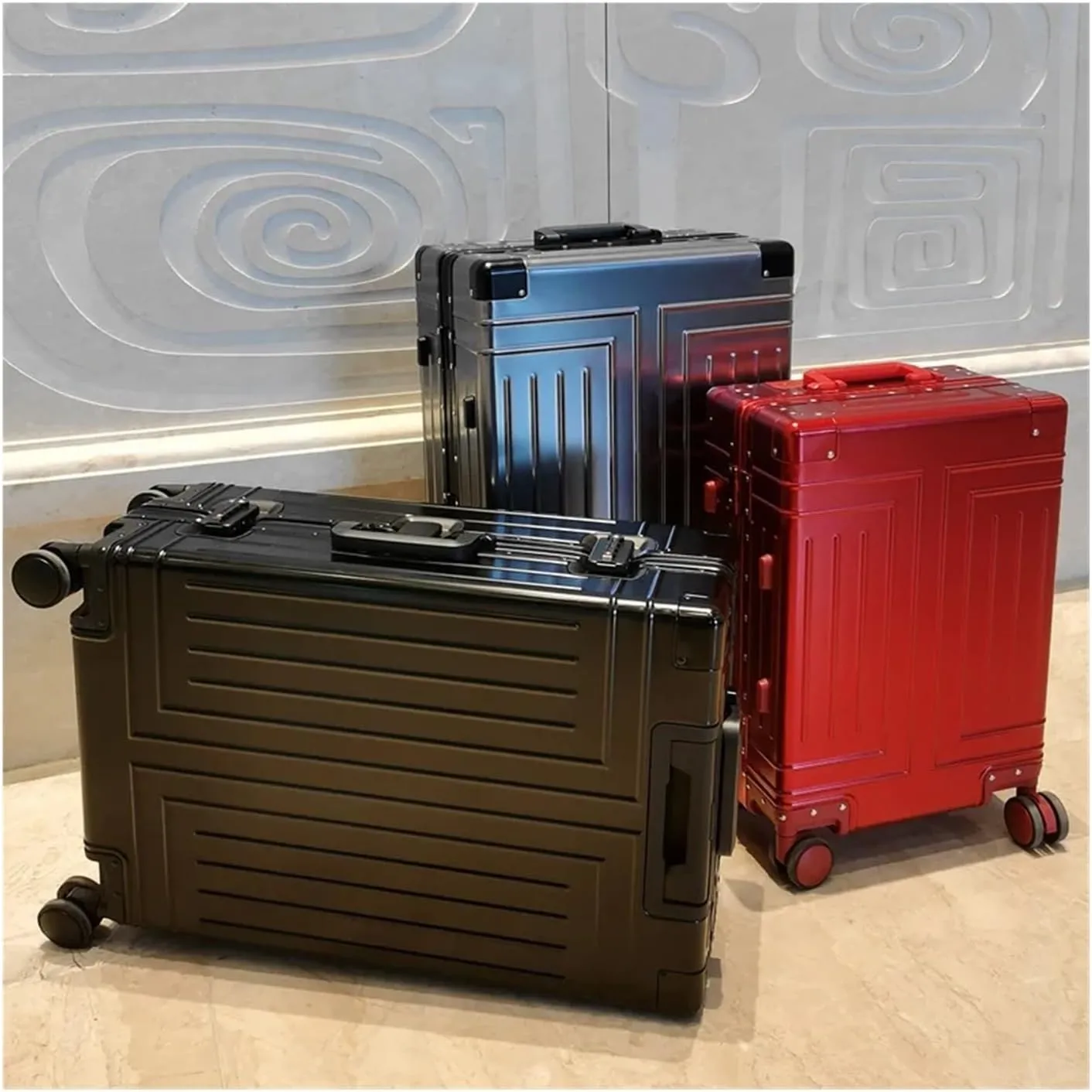 Luggage All-Aluminum Magnesium Alloy Luggage Trolley Case Frame Metal luxury Travel Suitcases Password Universal Wheel Boarding Bag Suitcase(4,20 inch)