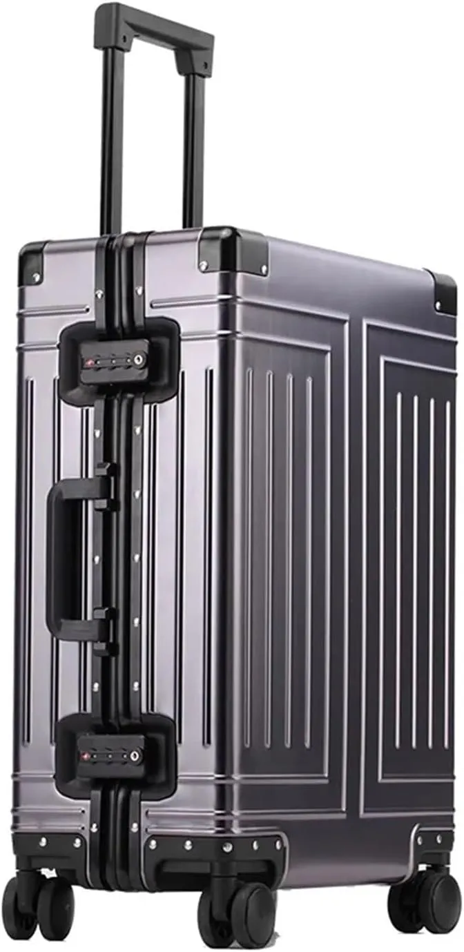 Luggage All-Aluminum Magnesium Alloy Luggage Trolley Case Frame Metal luxury Travel Suitcases Password Universal Wheel Boarding Bag Suitcase(4,20 inch)