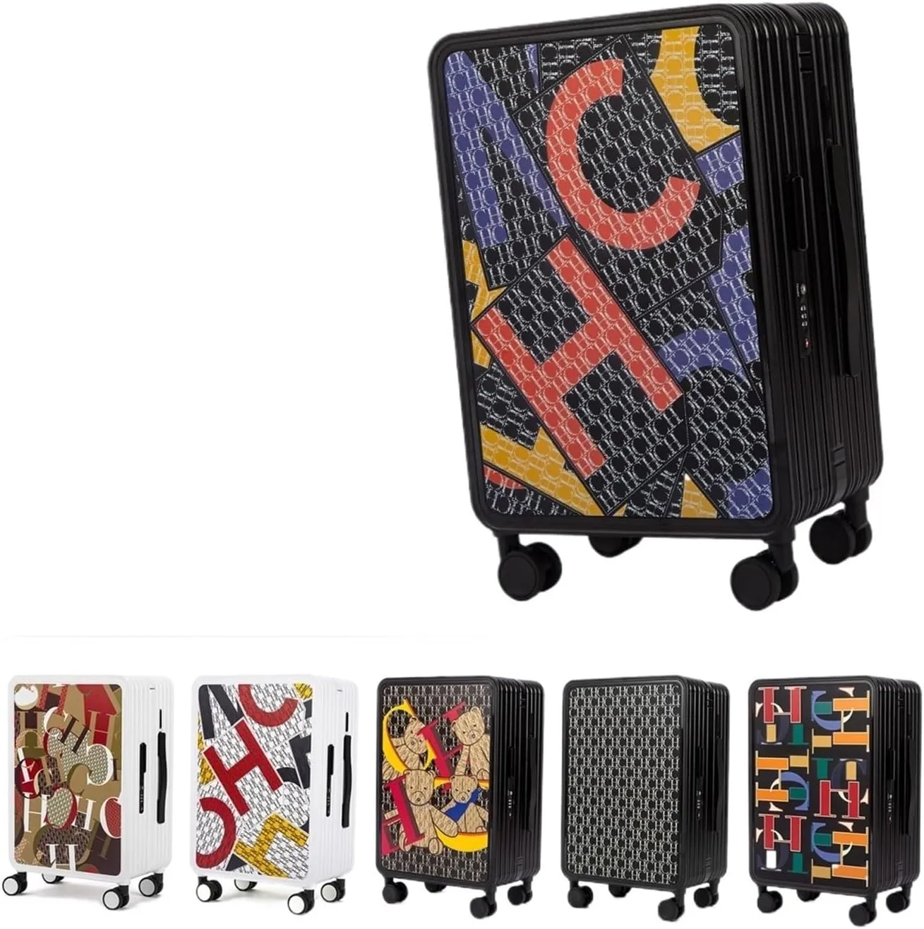 Luggage Classic Fashion Unisex New Roller Luggage Letter Large Capacity Business Travel Luggage Suitcase(Style3)