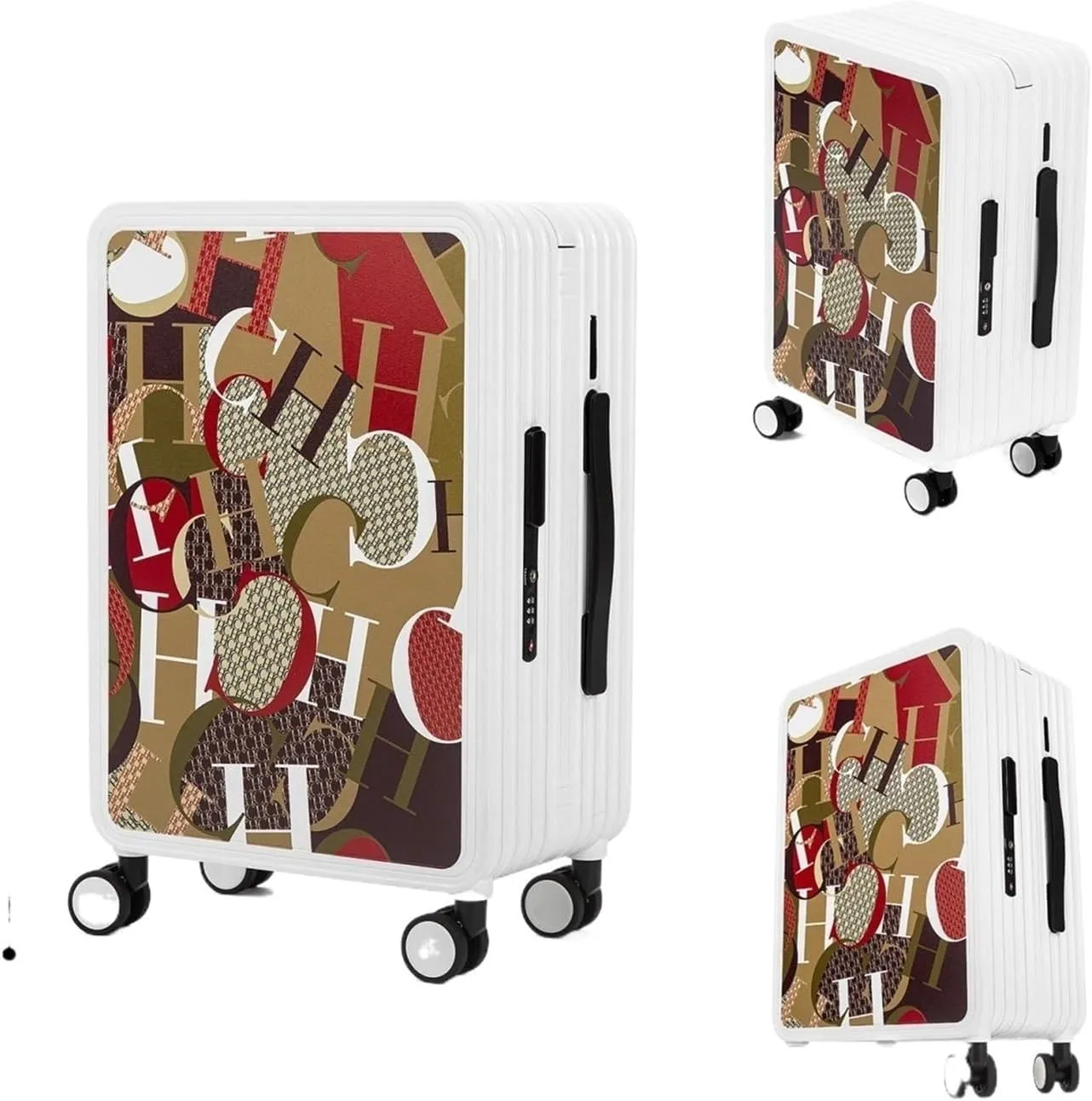 Luggage Classic Fashion Unisex New Roller Luggage Letter Large Capacity Business Travel Luggage Suitcase(Style3)