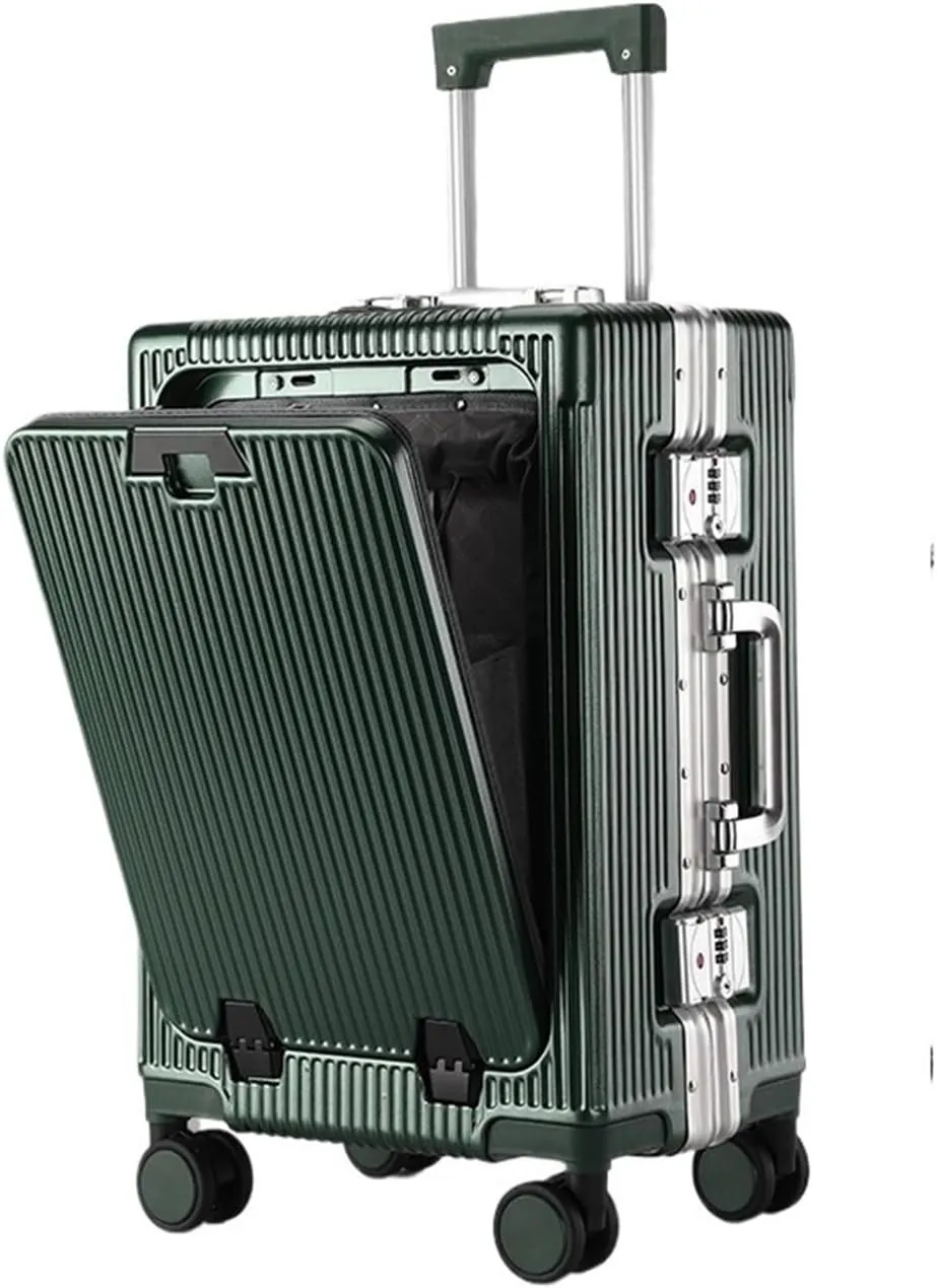 Luggage New Opening Multifunction Suitcase Aluminium Frame Luggage Large Capacity Universal Wheel 20 inch Password Carry Trolley Case Suitcase(D,20 inch)