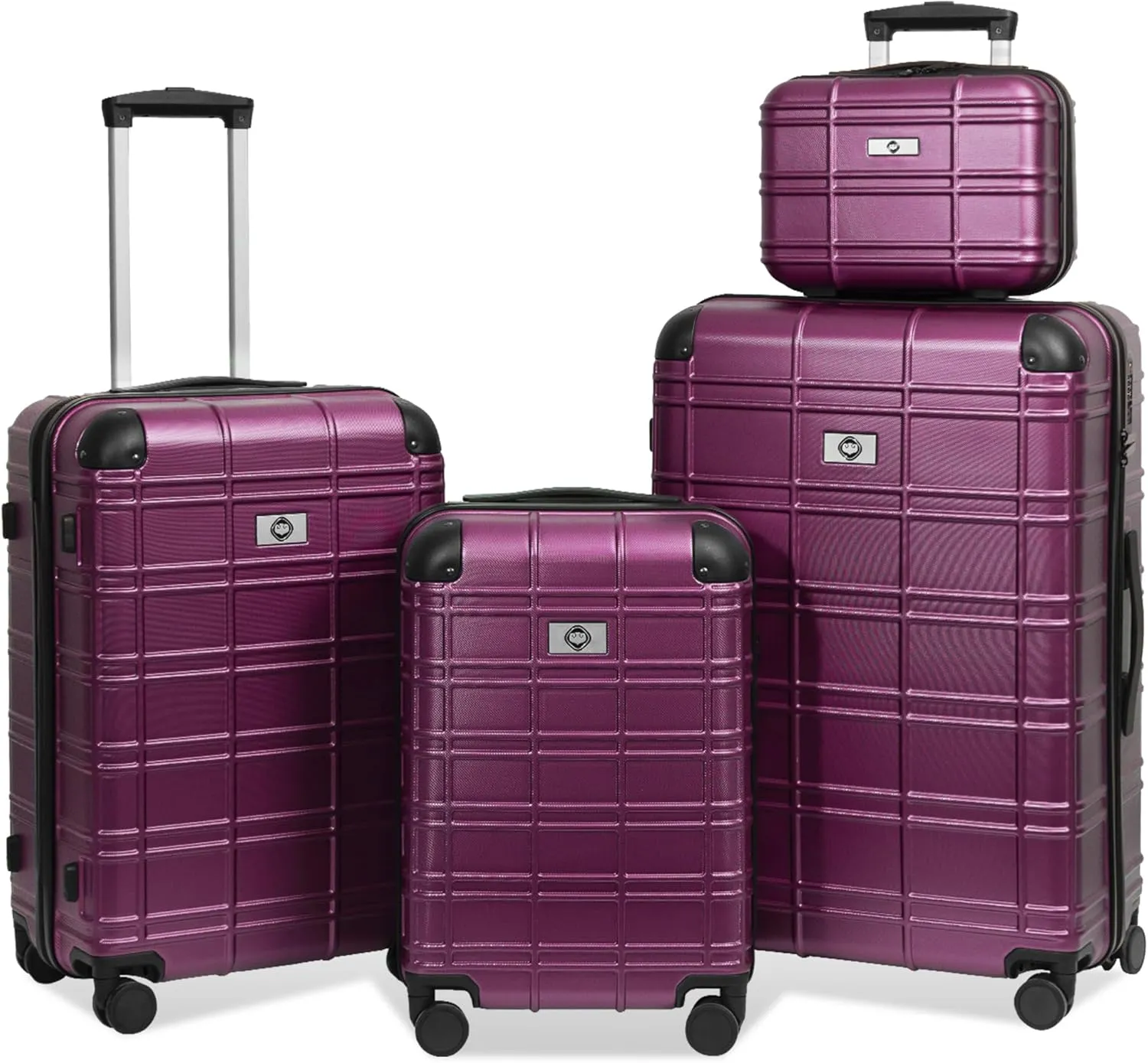 Luggage Sets Hardshell Lightweight Durable Suitcase Set with Spinner Wheels, 4 Pieces in Purple