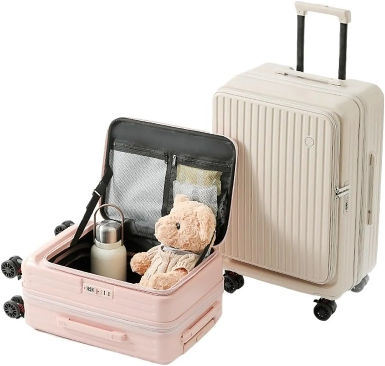 Luggage Side Opening Luggage 2024 New Extendable Multifunctional Trolley Case 20 Inch Suitcase travel case Suitcase((Army Green),22)