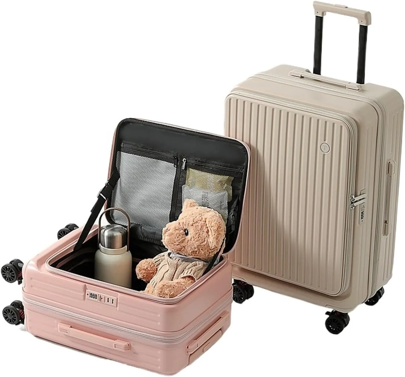 Luggage Side Opening Luggage 2024 New Extendable Multifunctional Trolley Case 20 Inch Suitcase travel case Suitcase((Army Green),22)