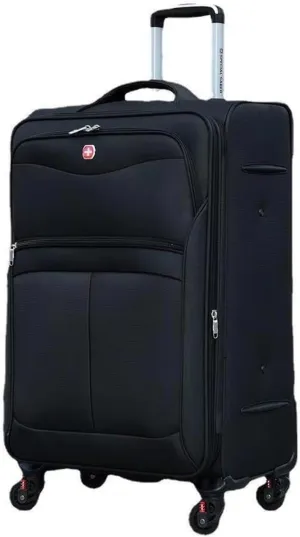 Luggage Sion Softside Expandable Roller Luggage, Blue, Checked-Medium Ultra Lightweight Softside Luggage with Spinner Wheels Suitcase(28)
