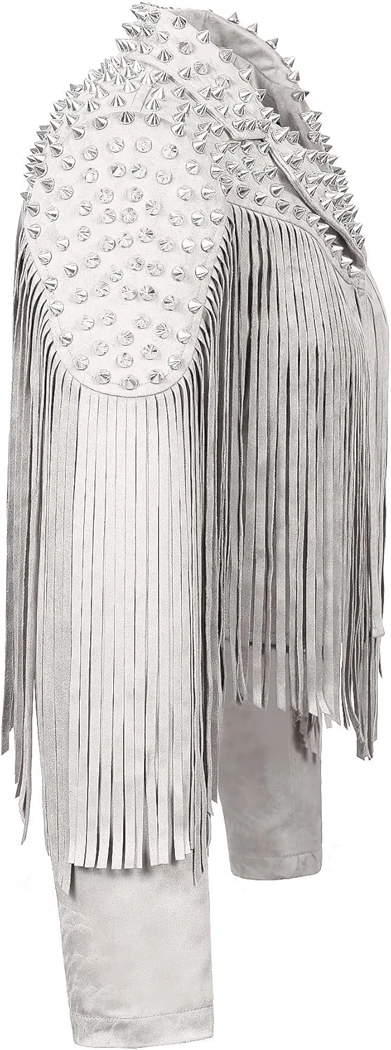 Madewell Women's Faux Leather Jacket, White, Fringed Zipper Detail