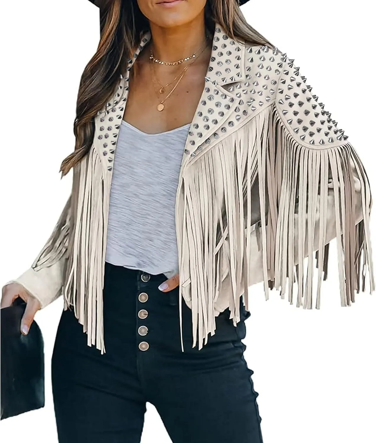 Madewell Women's Faux Leather Jacket, White, Fringed Zipper Detail
