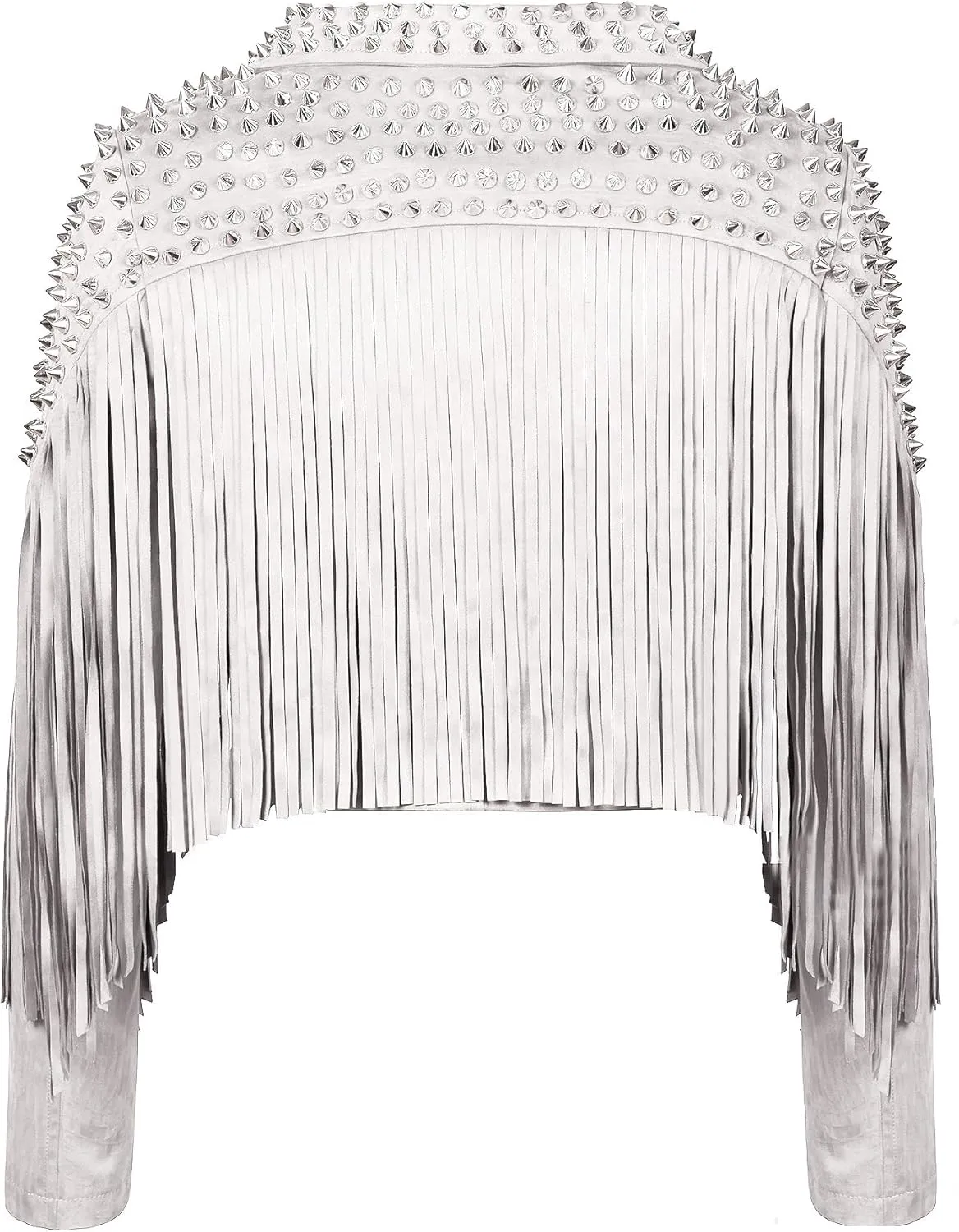 Madewell Women's Faux Leather Jacket, White, Fringed Zipper Detail