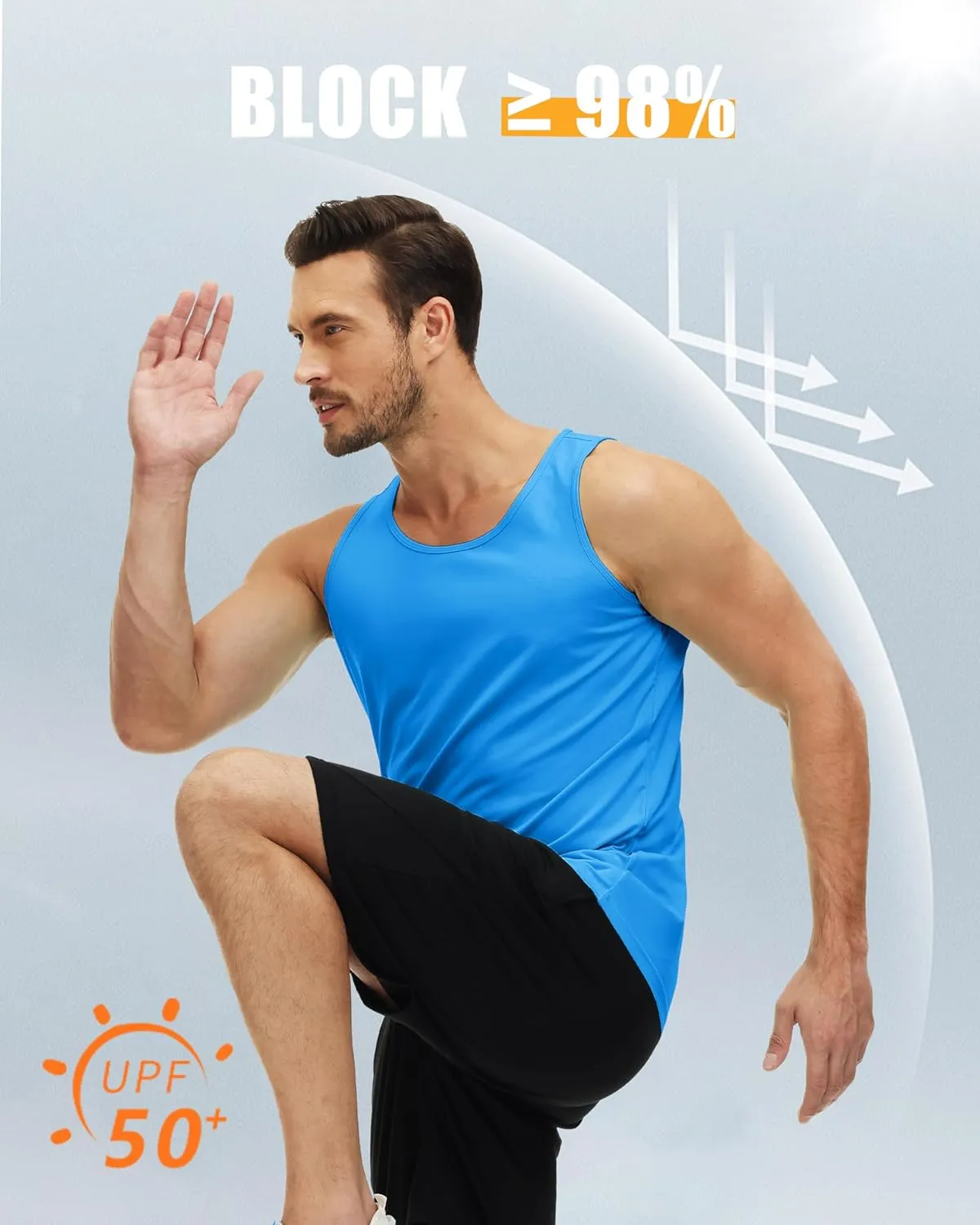 MAGCOMSEN Men's UPF 50  Tank Top Quick Dry Summer Workout Muscle Sleeveless Shirts for Swim Beach Bodybuilding
