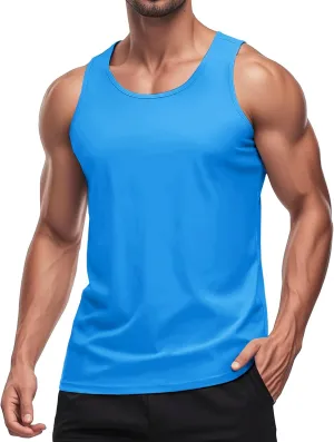 MAGCOMSEN Men's UPF 50  Tank Top Quick Dry Summer Workout Muscle Sleeveless Shirts for Swim Beach Bodybuilding