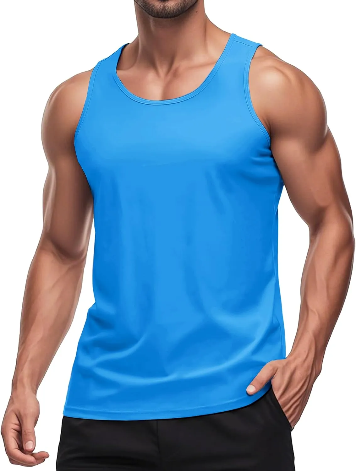MAGCOMSEN Men's UPF 50  Tank Top Quick Dry Summer Workout Muscle Sleeveless Shirts for Swim Beach Bodybuilding