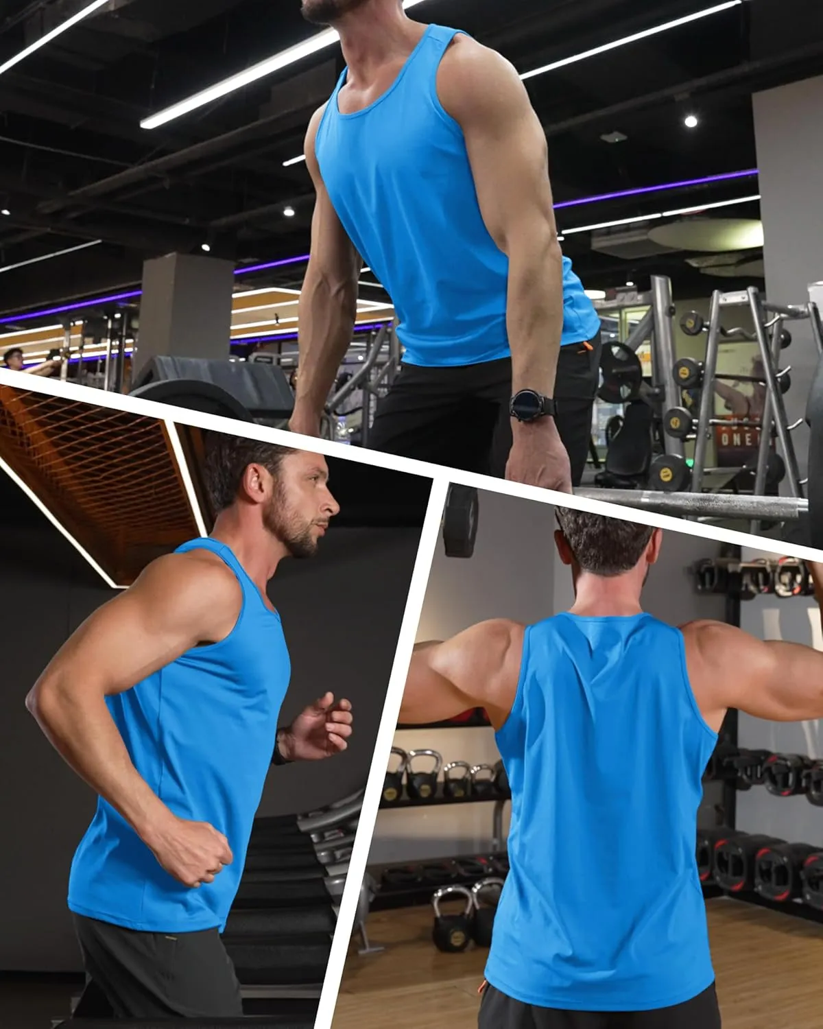 MAGCOMSEN Men's UPF 50  Tank Top Quick Dry Summer Workout Muscle Sleeveless Shirts for Swim Beach Bodybuilding