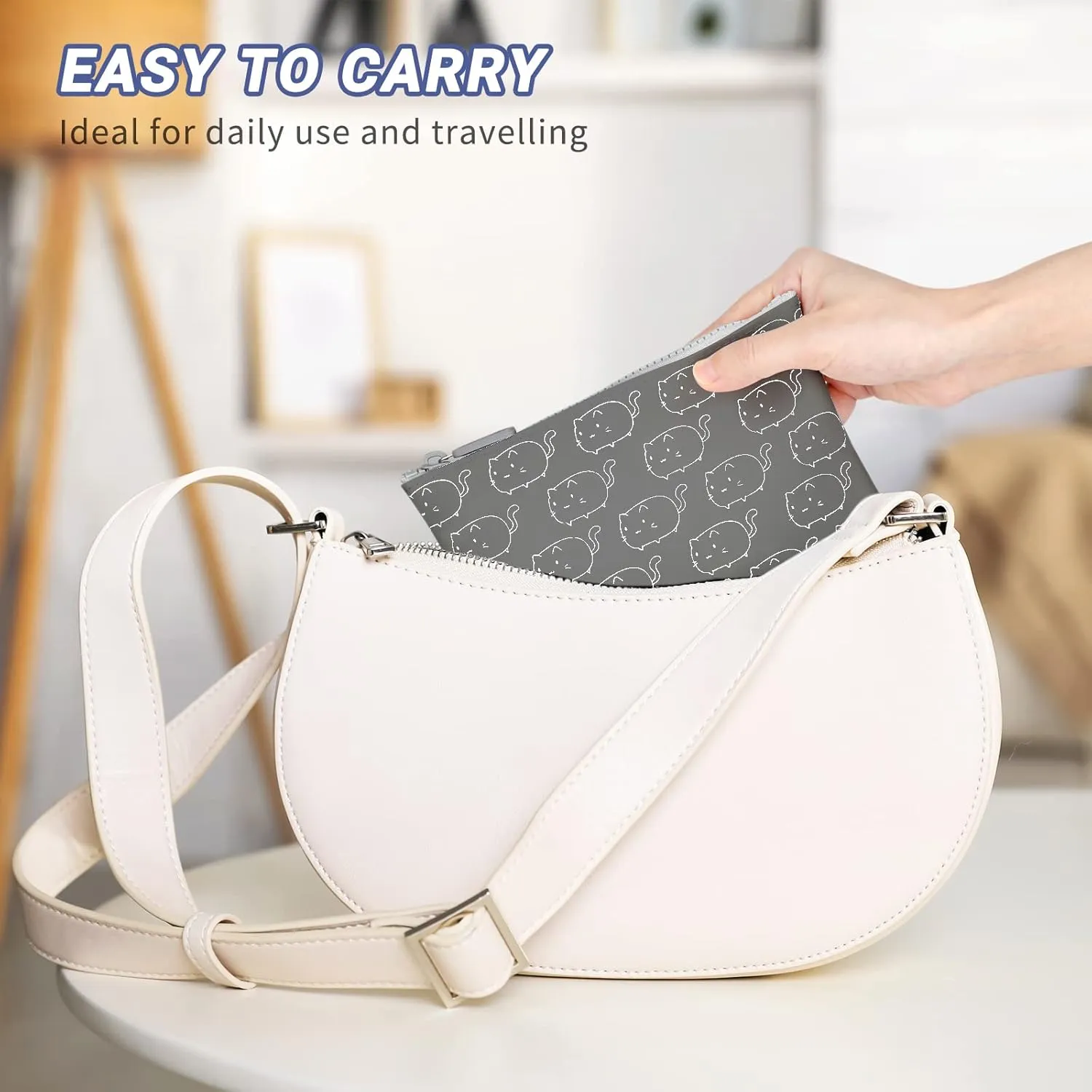 Manmihealth Cute Cat Silicone Makeup Bag, Cosmetic Bags for Women, Makeup Brushes Holder Travel, Portable Purse Pouch for Travel Essentials, Zipper Storage Organizer Bag, 2-Pack