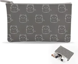 Manmihealth Cute Cat Silicone Makeup Bag, Cosmetic Bags for Women, Makeup Brushes Holder Travel, Portable Purse Pouch for Travel Essentials, Zipper Storage Organizer Bag, 2-Pack