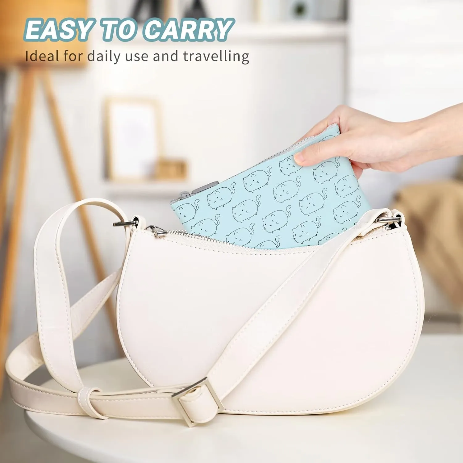 Manmihealth Cute Cat Silicone Makeup Bag, Cosmetic Bags for Women, Makeup Brushes Holder Travel, Portable Purse Pouch for Travel Essentials, Zipper Storage Organizer Bag, 2-Pack
