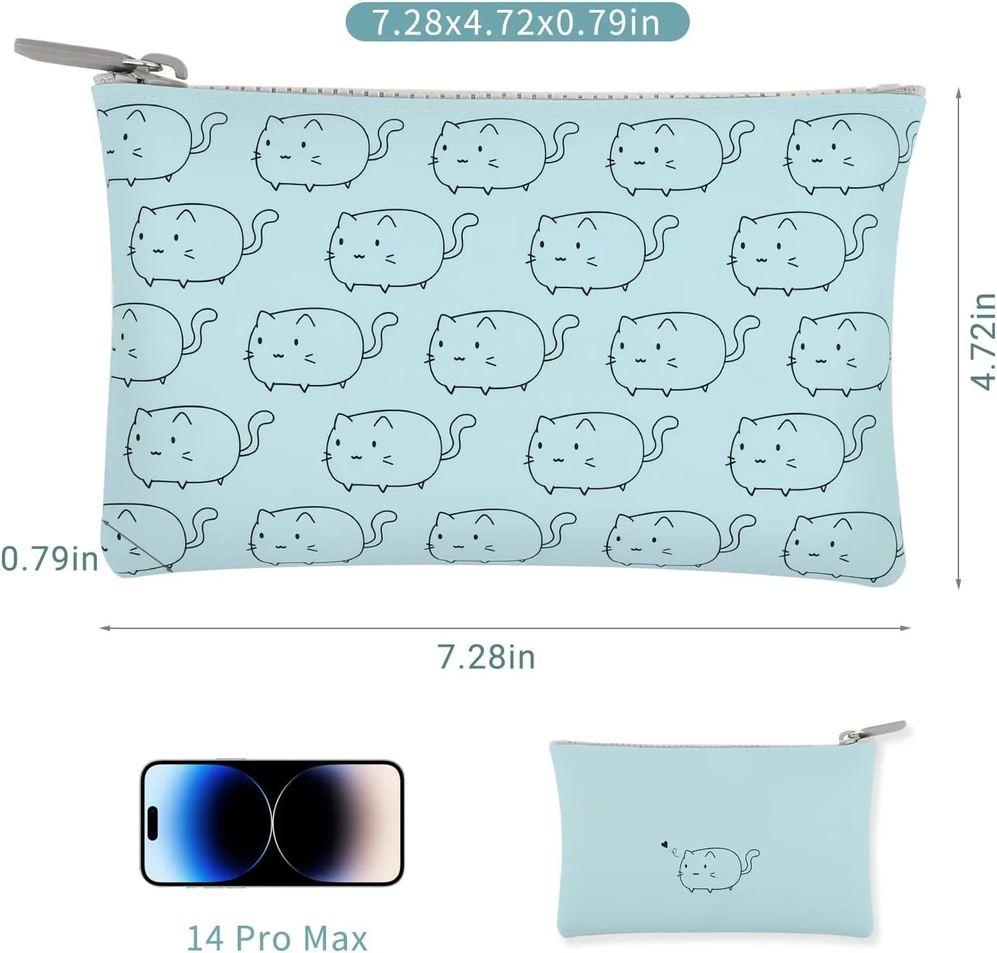 Manmihealth Cute Cat Silicone Makeup Bag, Cosmetic Bags for Women, Makeup Brushes Holder Travel, Portable Purse Pouch for Travel Essentials, Zipper Storage Organizer Bag, 2-Pack
