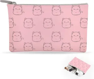 Manmihealth Cute Cat Silicone Makeup Bag, Cosmetic Bags for Women, Makeup Brushes Holder Travel, Portable Purse Pouch for Travel Essentials, Zipper Storage Organizer Bag, 2-Pack