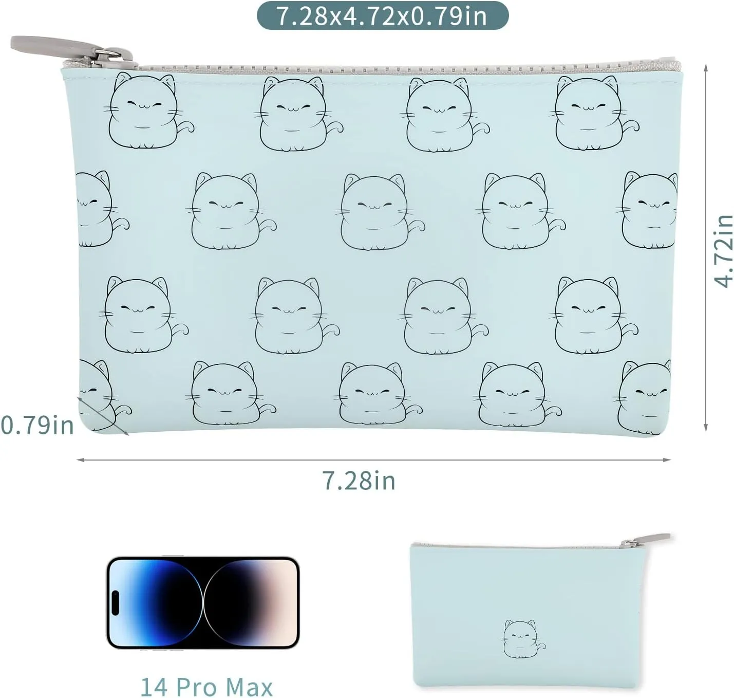 Manmihealth Cute Cat Silicone Makeup Bag, Cosmetic Bags for Women, Makeup Brushes Holder Travel, Portable Purse Pouch for Travel Essentials, Zipper Storage Organizer Bag, 2-Pack