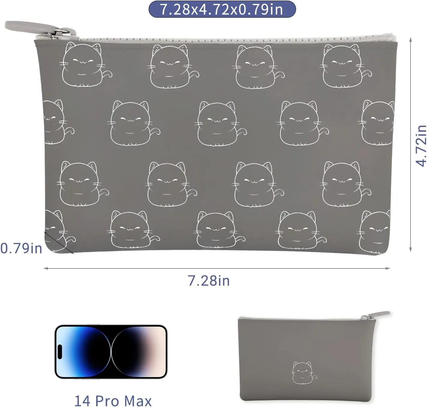 Manmihealth Cute Cat Silicone Makeup Bag, Cosmetic Bags for Women, Makeup Brushes Holder Travel, Portable Purse Pouch for Travel Essentials, Zipper Storage Organizer Bag, 2-Pack