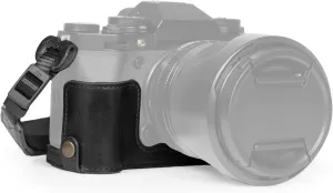 MegaGear Ever Ready Genuine Leather Half Camera Case Compatible with Fujifilm X-T5 (Black)