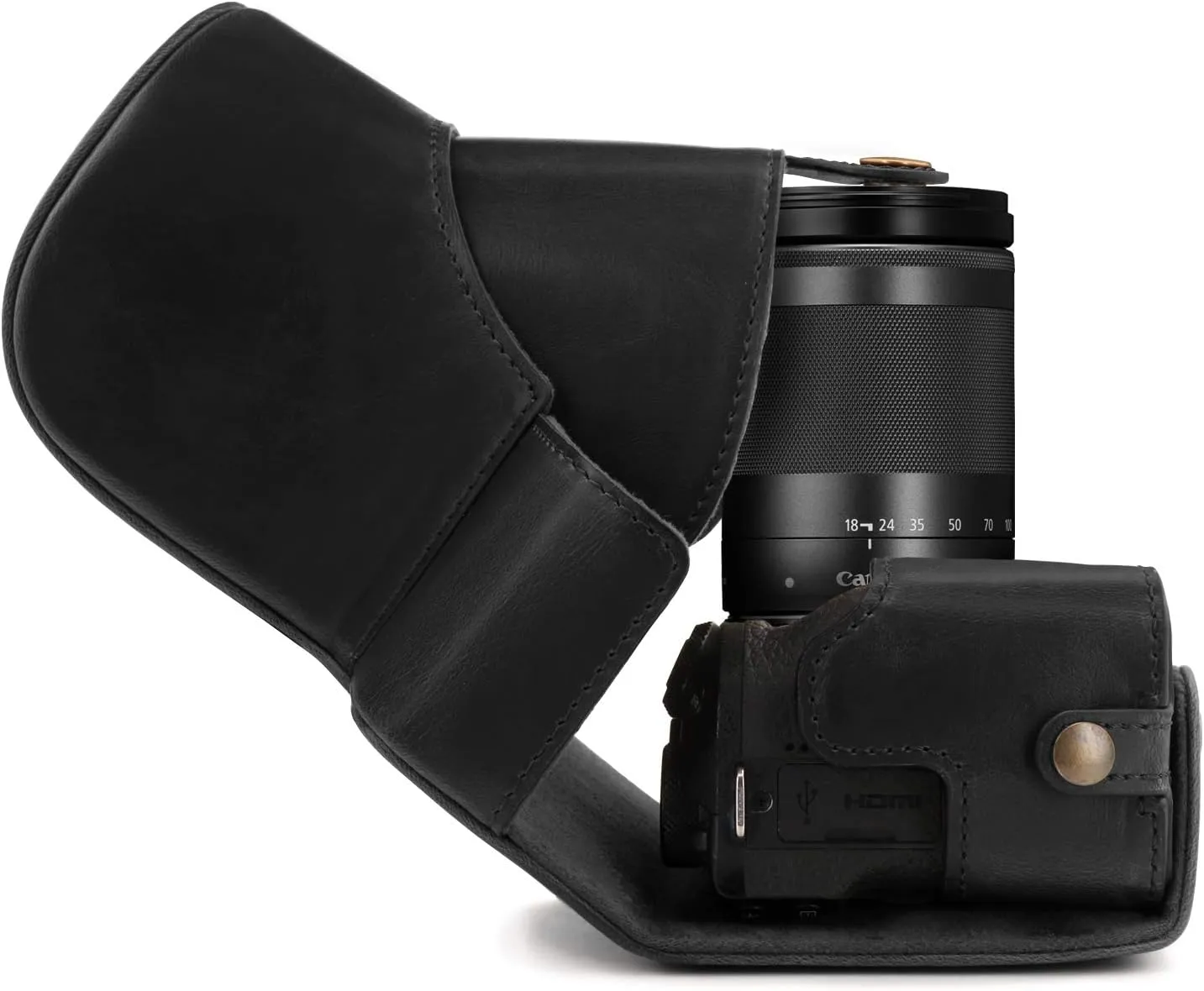 MegaGear Ever Ready Leather Camera Case Compatible with Canon EOS M6 Mark II (18-150mm)