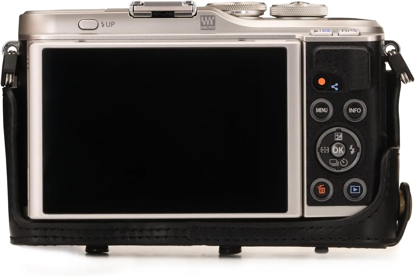 MegaGear Ever Ready Leather Camera Case Compatible with Olympus Pen E-PL10, E-PL9 (14-42mm)