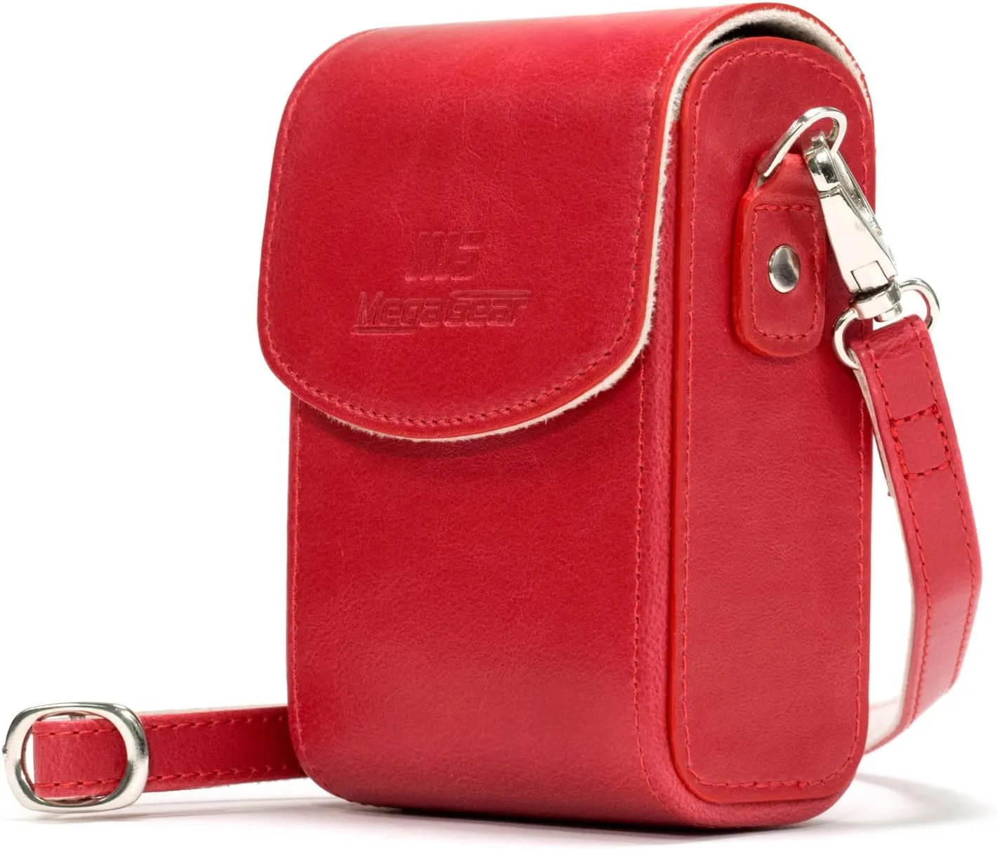 MegaGear Leather Camera Case with Strap Compatible with Canon PowerShot G7 X Mark III, G7 X Mark II, G7 X - MG1216, Red