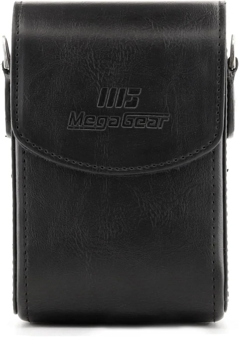 MegaGear MG766 Leather Camera Case with Strap Compatible with Canon PowerShot G7 X Mark III, G7 X Mark II, G7 X - Black