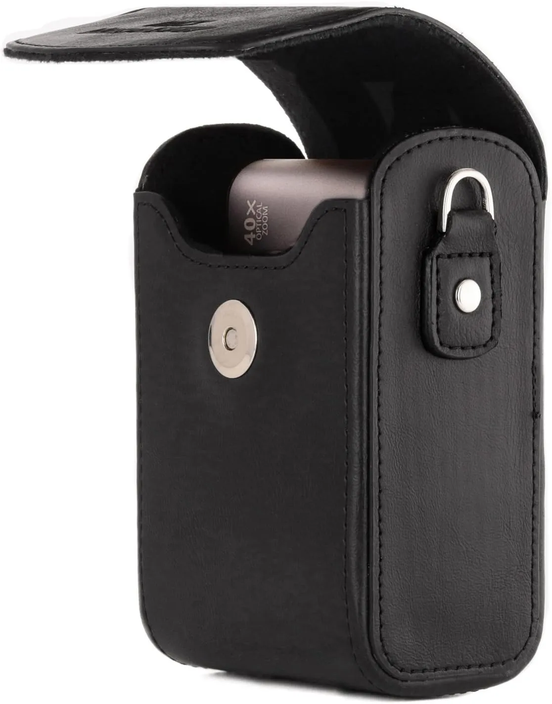 MegaGear MG766 Leather Camera Case with Strap Compatible with Canon PowerShot G7 X Mark III, G7 X Mark II, G7 X - Black