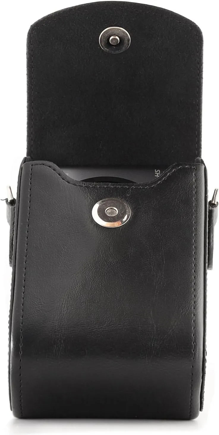 MegaGear MG766 Leather Camera Case with Strap Compatible with Canon PowerShot G7 X Mark III, G7 X Mark II, G7 X - Black
