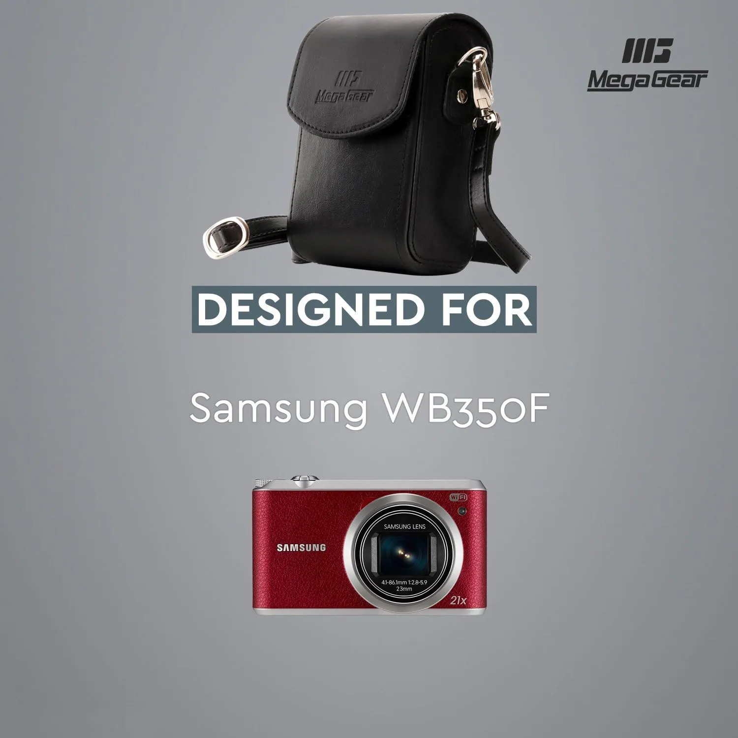 MegaGear Samsung Wb350F Leather Camera Case With Strap - Black - MG823