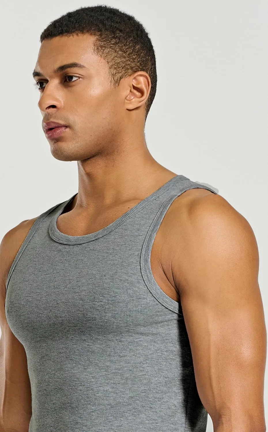 Men's Essential Slim Fit Ribbed Workout Tank Tops Sleeveless Gym Shirts