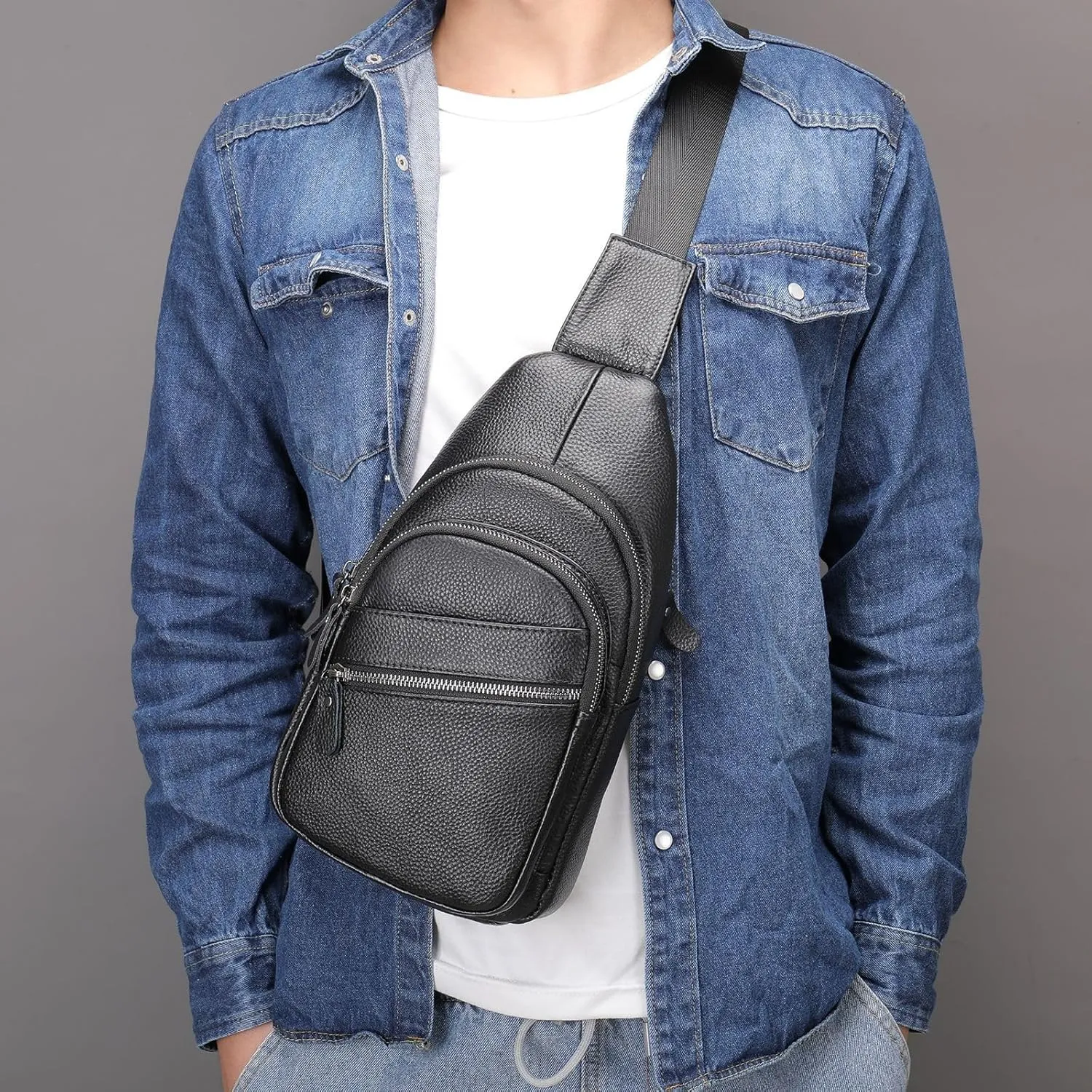 Men's Waist Pack Crossbody Bag Single Shoulder Vintage Large Capacity Outdoor Waist Pack First Layer