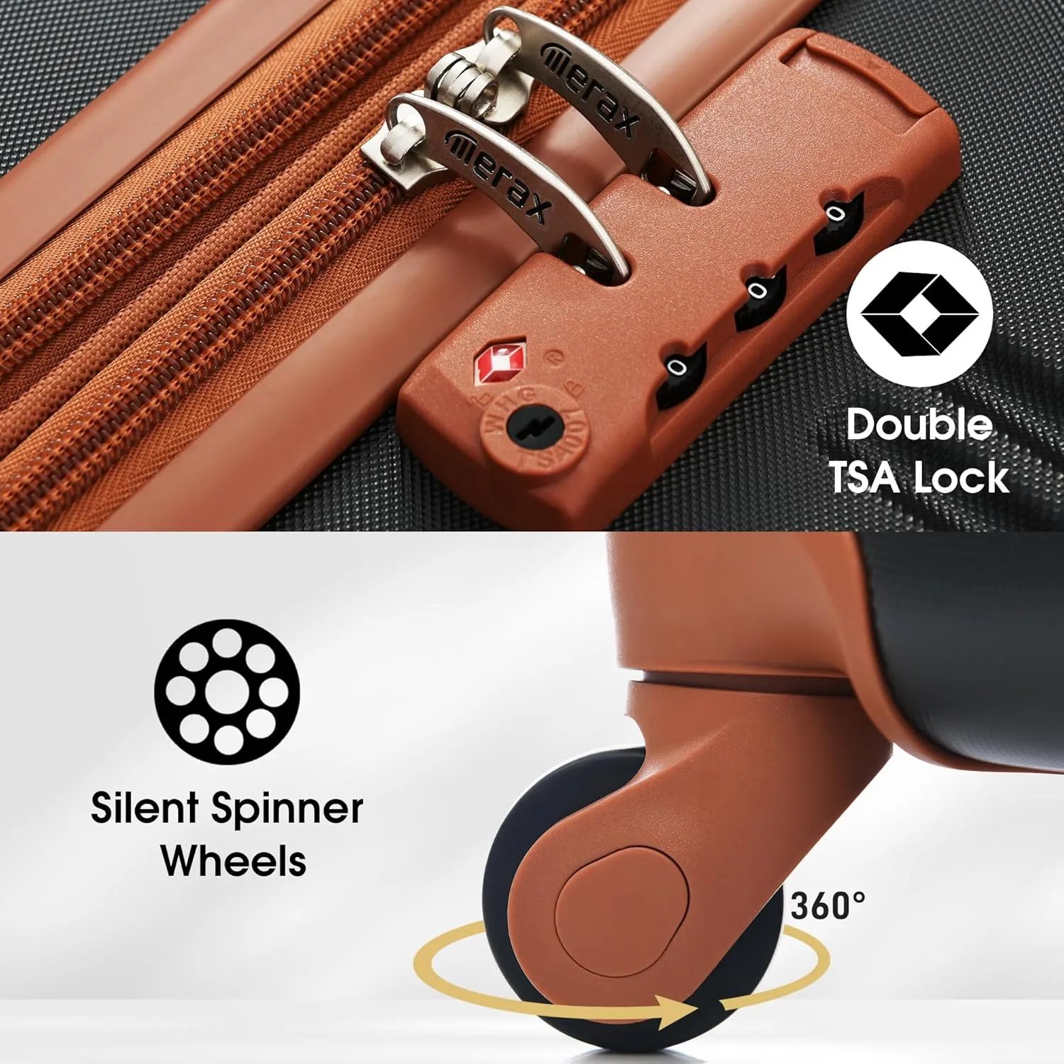 Merax Luggage Sets 2 Piece Suitcase Set 20/24 IN,Carry on Luggage and Travel Bag TSA Lock Expandable,Hard Case Luggage with Spinner Wheels,Black and Brown